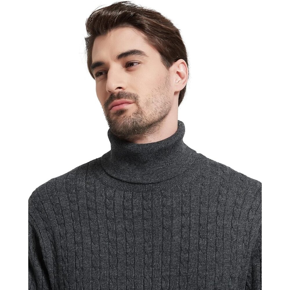 Men's Turtle Neck Pullover Wool Blend Lightweight… - image 7